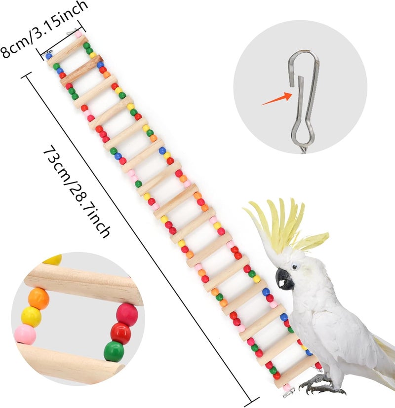 DVHEY 15-Step Bird Ladder Bridge,28.74 x 3.15 inch Raw Wood and Edible Dye,Pet Hamster Climbing Ladder Swing Toys Suitable for Small to Medium Birds,Bird Cage Accessories (15 Ladders) - Image 4